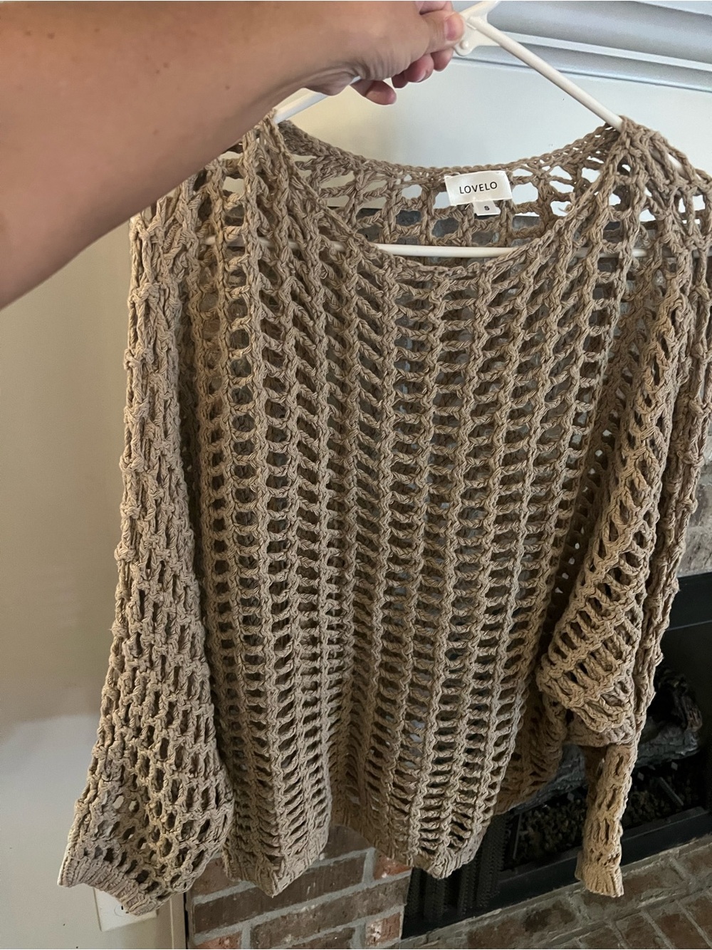 NWOT Lovelo Open knit sweater taupe size S